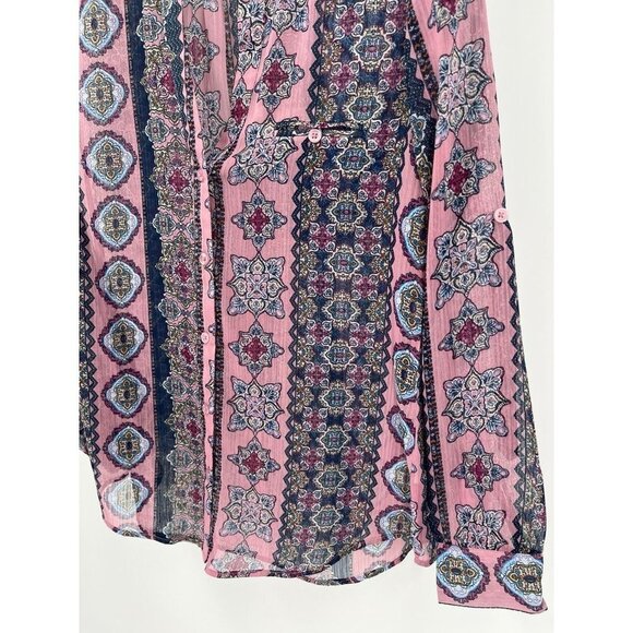 Kut from the Kloth Multicolor Sheer Blouse Geometric Bohemian Size Small - Picture 2 of 10